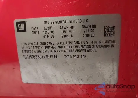 2014 Chevrolet Cruze Ltz из США, поврежденный, VIN 1G1PG5SB9E7157944